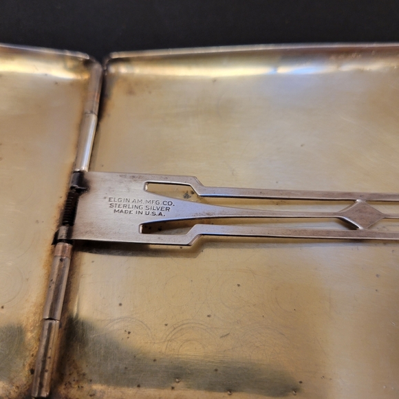 elgin american sterling silver cigarette case -solid - Art Deco- USA Original U.S. Pre WWII Era